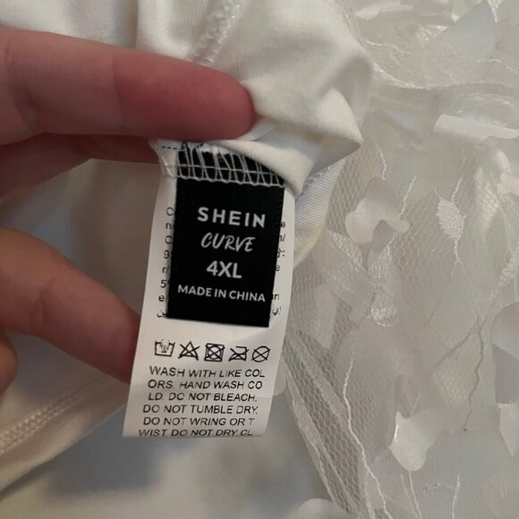 Shein Size 4xl White Crop Top with Mesh Butterfly Sleeves - Picture 4 of 7